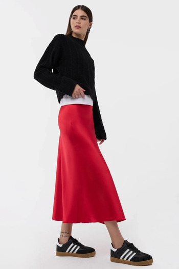 Hiccup High Waist Satin Midi Skirt
