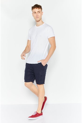 Threadbare Men Solid Drawstring Cargo Shorts, Navy Blue