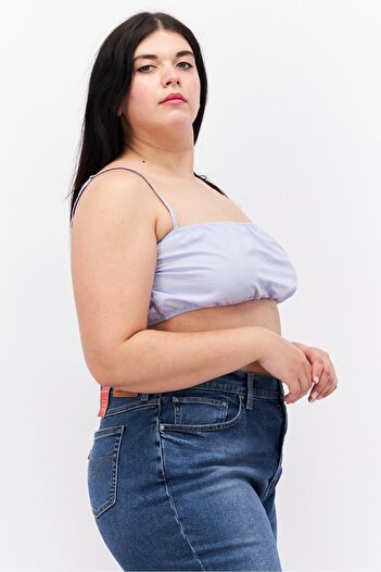 Weekday Women Square Neck Sleeveless Solid Top, Blue
