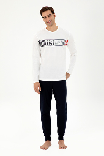 U.S. Polo Assn. Men's Ecru Pajama Set 50301720 -Vr019