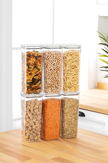 Milenay Crystal Clear 1.7Lt Plastic Storage Container - Vacuum Silicone Gasket, 6 Pieces