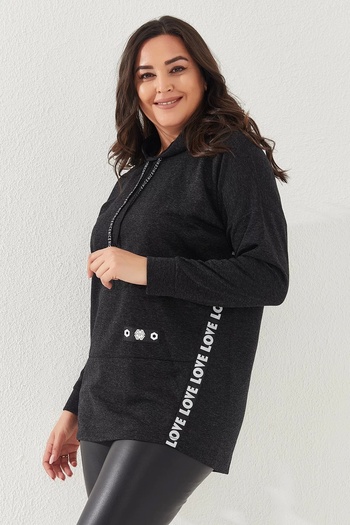 Lady Majestic Φούτερ με κουκούλα μεγάλου μεγέθους