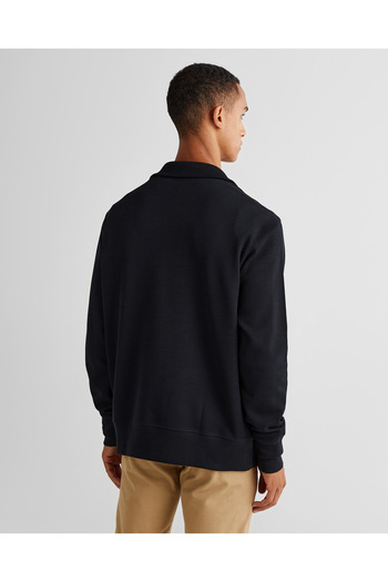Gant Men's Black Regular Fit Half Zipper Sweatshirt