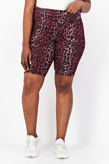 adidas Women Plus Size Animal Print Training Shorts, Maroon Combo