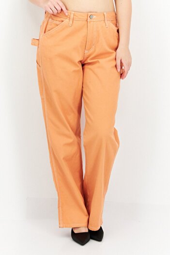 Dickies Women Regular Fit Plain No Stretch Jeans, Orange