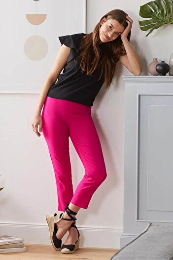 Tchibo Women 7 and 8 Stretch Hose Cropped Pants, Pink