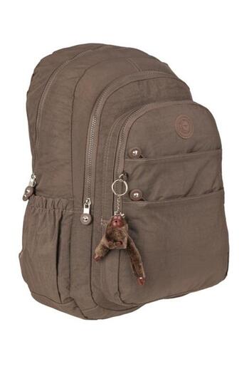 Relaxion Crinkle Fabric 5 Compartment School Backpack with Accessories RLX1625- Brown