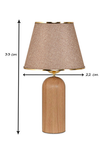 EvLight Kingsbury Wooden Leg Gold Detailed Kumbeige Lampshade