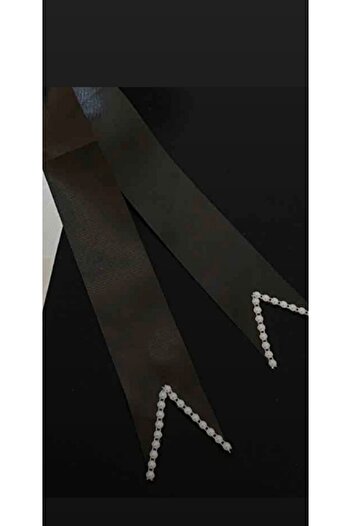 Hobigram Black Plain Pearl Jewelry Ribbon, Bride Groom Wedding Henna Night Width 6 cm Length 2 Meters