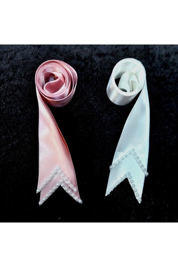 Hobigram Powder White Plain Pearl Jewelry Ribbon Henna Night Material with Pearls Width 6 cm Length 2 Meters