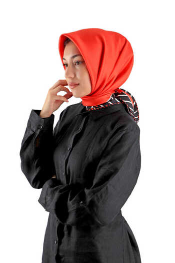 Bursa İpek Red Line Pattern Twill Silk Scarf