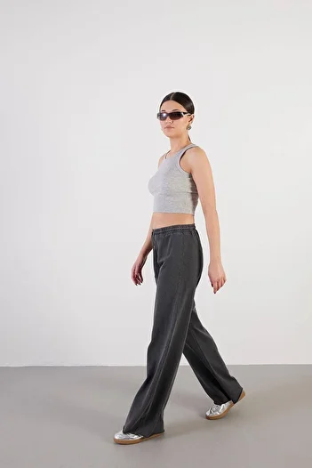 Addax Waist Rope Tie Wide Leg Sweatpants Eşf10224-R3