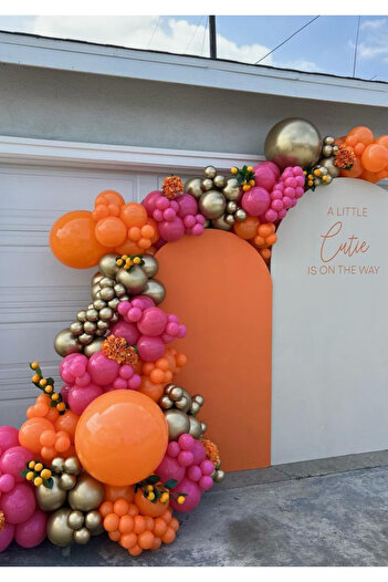 Çemrek Süs Parti Fuchsia Orange Balloon Chain Set of 100