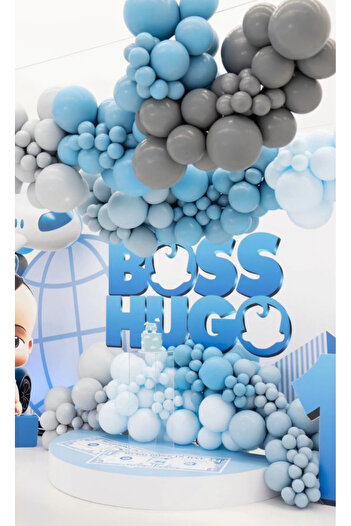 Çemrek Süs Parti Blue Gray Balloon Chain Set Including 103 Jumbo Balloons
