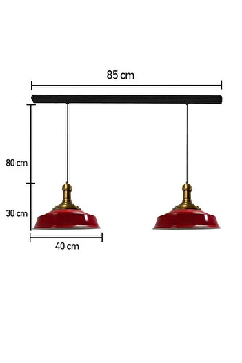 Bamyum Ikili Kırmızı Asaletli Eskitme Long Knob Başlık Retro Sarkıt Lamba Restoran Salon Aydınlatma