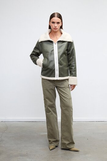 VATKALI Oversize fit fur lined leather jacket