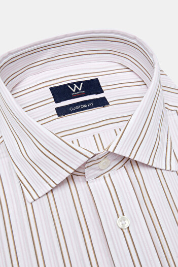 W Collection Kahve Pembe Gömlek