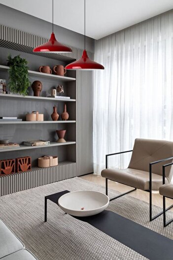 Bamyum Ikili Champion Circle Kırmızı Sarkıt Lamba Yemek Masası Oturma Odası Mutfak Salon Showroom