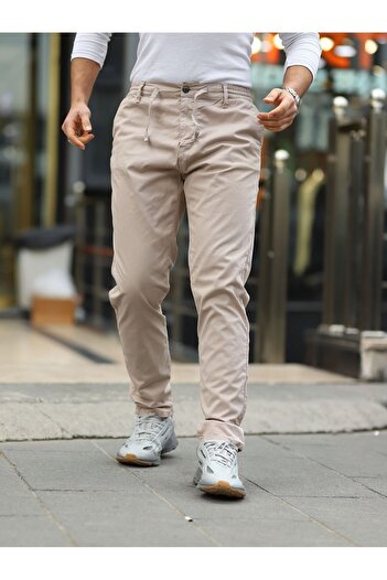 LTC Jeans Men's Beige Elastic Waist Comfortable Jogger Pants