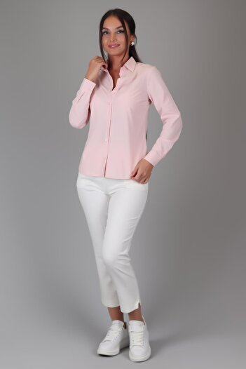 SWEETNESS Powder Pink Lycra Women's Classic Shirt - Long Sleeve, Cotton