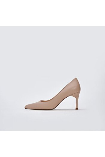 TOGO Bej Hakiki Deri Kadın Stiletto [060063]