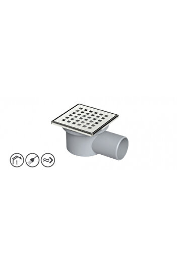 Maxiflow Legal Kare Yer Sifonu Krom Kapak Çev 10x10x50 Yandan