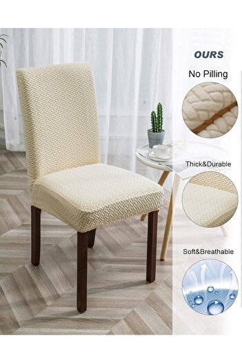 uzhanem High Quality Chair Cover, Lycra, Washable, 1 Piece Cream Color [7Th Number]