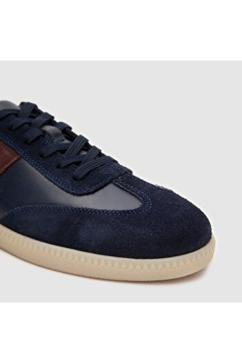 TOGO Lacivert Hakiki Deri Kadın Sneaker Ayakkabı [060205]