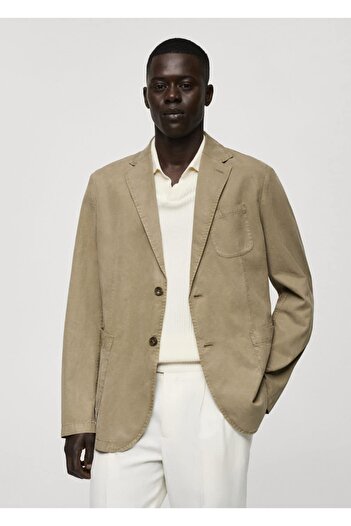 MANGO Man Μπουφάν blazer σε λεπτή εφαρμογή από λινό-βαμβακερό μείγμα