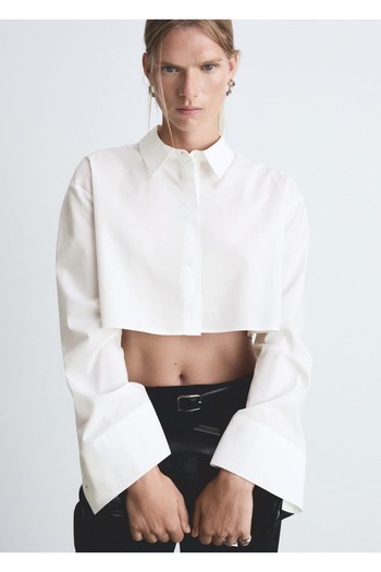 MANGO Woman Kurzes Koton-Hemd