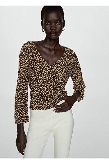 MANGO Woman Animal Pattern Blouse