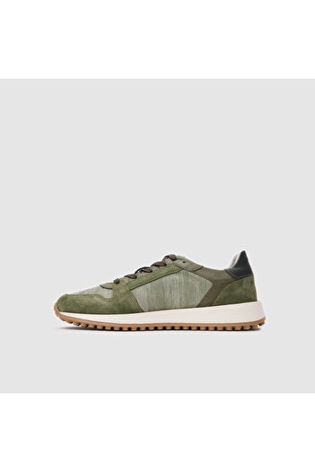 TOGO Yeşil Hakiki Deri & Kot Kumaş Kadın Sneaker Ayakkabı [060203]