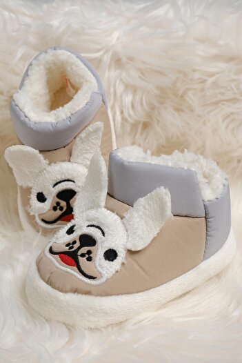Oksit Dogg Patterned Non-Slip Sole Thermal Heat Nursery Home School Shoes Baby Kids Slippers Home Boots