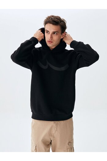 Ltb Sıgnli Hooded Zipperless Regular Fit Black Sweatshirt