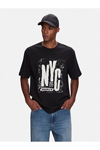 Ltb O-Neck Short Sleeve Loose Black T-Shirt