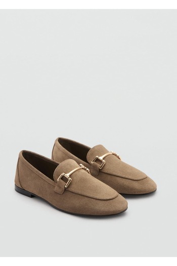MANGO Woman δερμάτινο loafer σουέτ