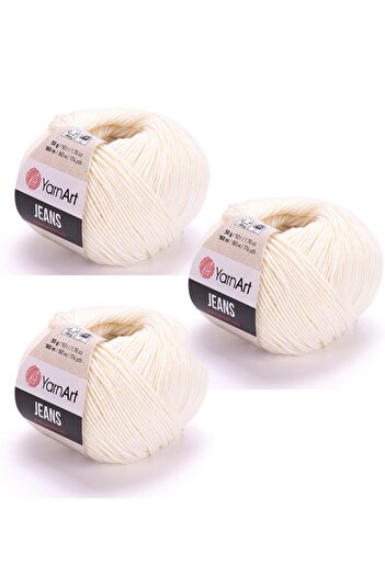Yarnart Yarn Art Jeans Amigurumi Knitting Yarn 03 Off White Color Ζακέτα Πλεκτό Σχοινί Baby Yarn Punch Yarn 3 Pack