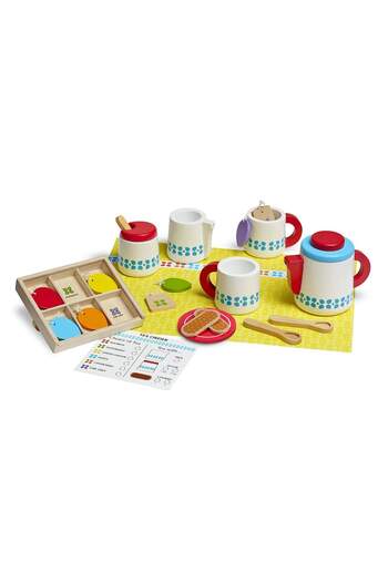 Melissa & Doug مجموعة تقديم الشاي الخشبية من ميليسا آند دوغ