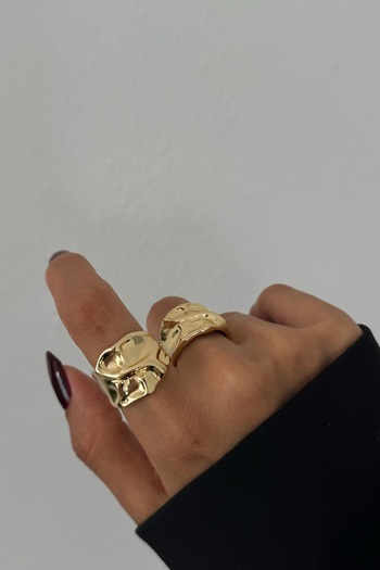 Lavian Accessories Formless Gold Büyük Yüzük