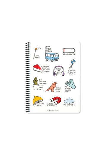 KESKİN COLOR أشياء ذات ألوان حادة مقاس 16,5 × 22,5 سم 80yp دفتر ملاحظات حلزوني مربع - أشعر بالملل الآن