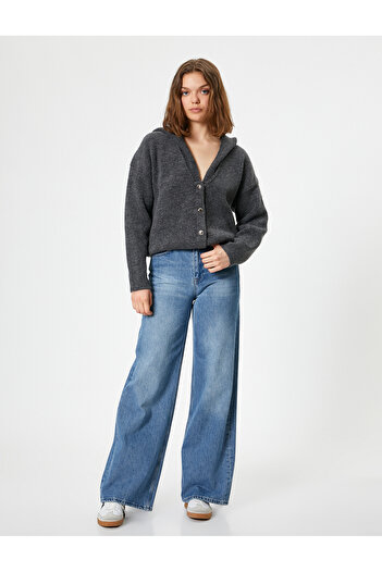 Koton Gray Women's V Neck Cardigan