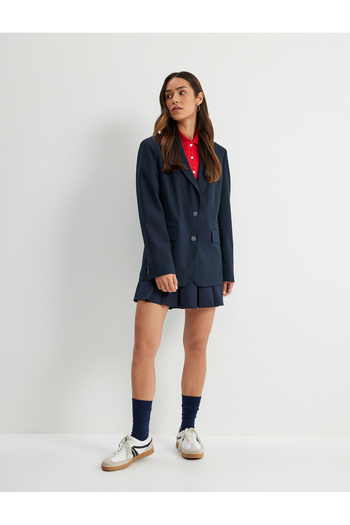 Koton Dark Blue Women's Oversized Blazer Jacket