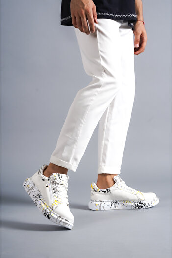 BESKAR KB02 Crocodile White Yellow Men's Shoes