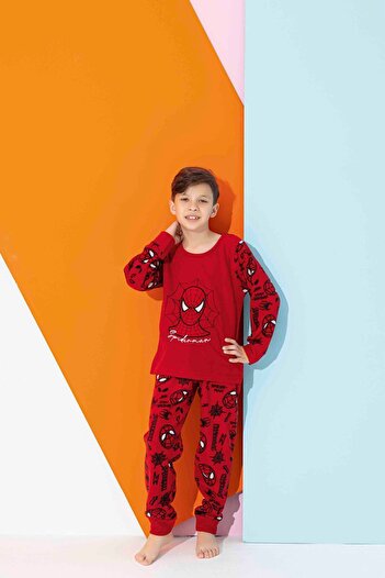 Mina Style Boy's and Waiter's Size Red Wellsoft-Fleece Pajama Set