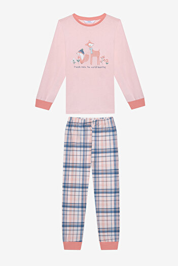Penti Zweiteiliges mehrfarbiges Pyjama-Set aus Baumwolle für Mädchen Woodland