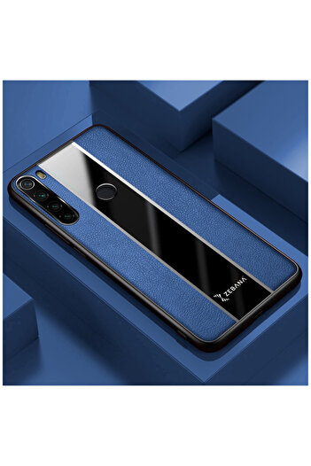 Zebana Xiaomi Redmi Note 8 Uyumlu Kılıf Premium Deri Kılıf Mavi