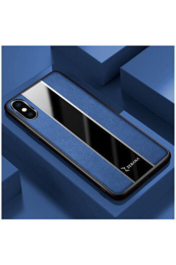 Zebana Apple iPhone XS Max Uyumlu Kılıf Premium Deri Kılıf Mavi