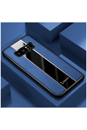 Zebana Samsung Galaxy Note 8 Uyumlu Kılıf Premium Deri Kılıf Mavi