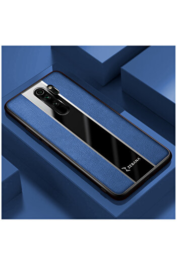 Zebana Xiaomi Redmi Note 8 Pro Uyumlu Kılıf Premium Deri Kılıf Mavi