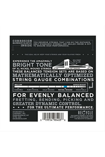 Daddario Exl115Bt Electric Guitar String (11-50)